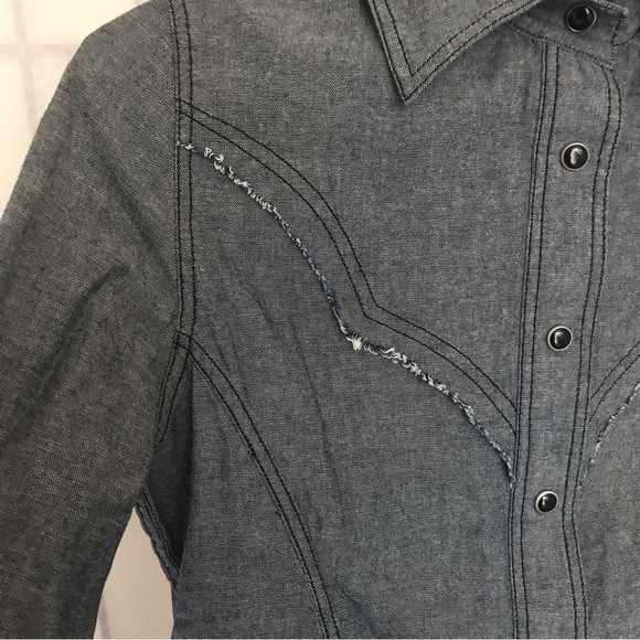 WILLIAM RAST Gray Snap Button Shirt, Size XS - Picture 3 of 14